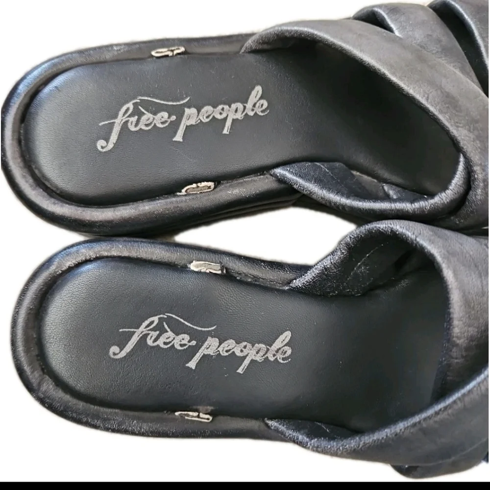 Free People Womens Black Harper Flatform Chunky Leather 90s Y2k Sandals 39.5